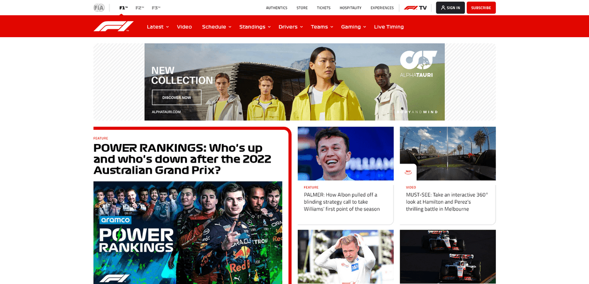 Formula 1 Website Redesign