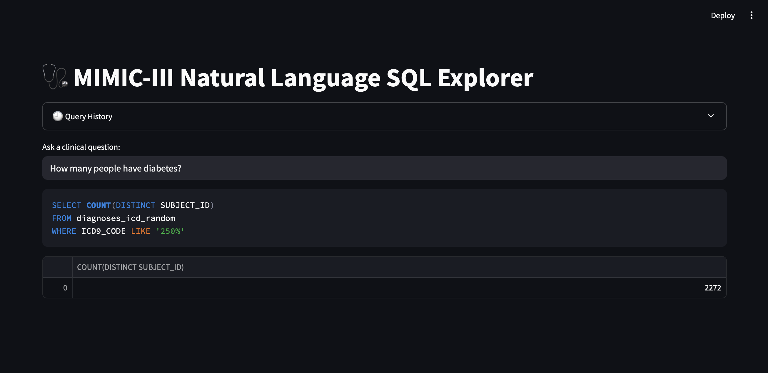 MedQuery: Text-to-SQL System for MIMIC-III